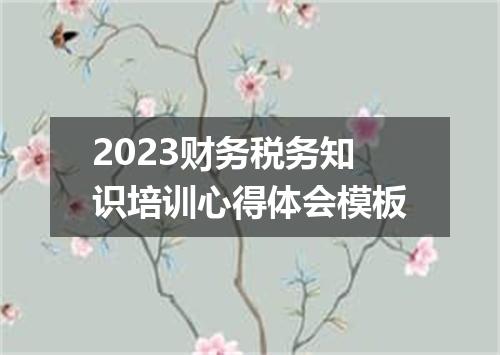 2023财务税务知识培训心得体会模板