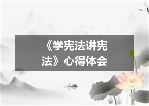 《学宪法讲宪法》心得体会