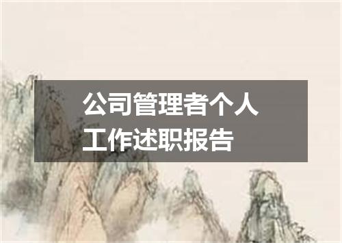公司管理者个人工作述职报告