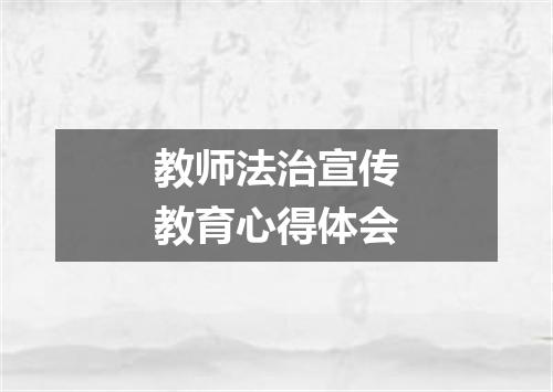 教师法治宣传教育心得体会
