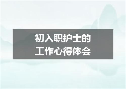 初入职护士的工作心得体会