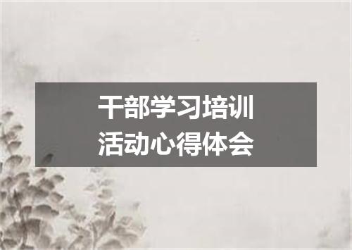 干部学习培训活动心得体会