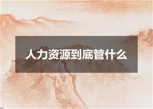 人力资源到底管什么