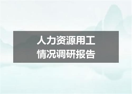 人力资源用工情况调研报告