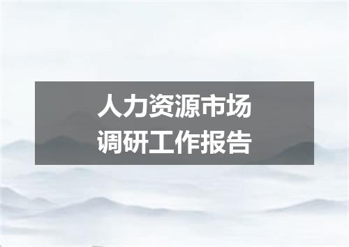 人力资源市场调研工作报告