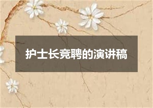 护士长竞聘的演讲稿