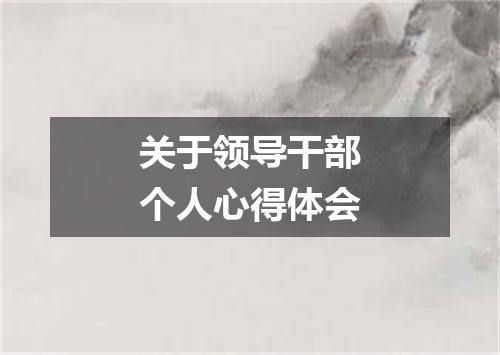 关于领导干部个人心得体会