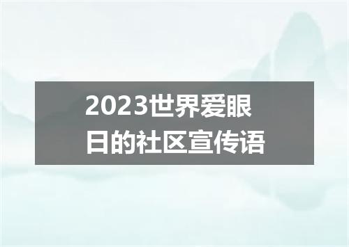 2023世界爱眼日的社区宣传语