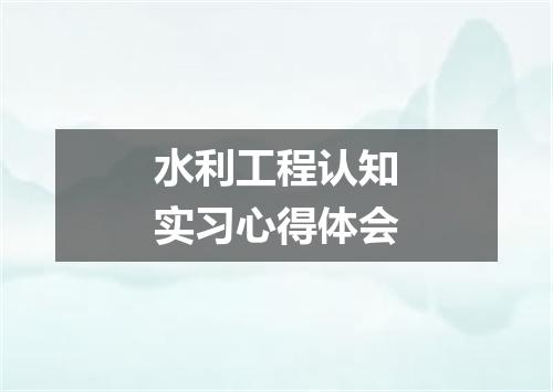 水利工程认知实习心得体会