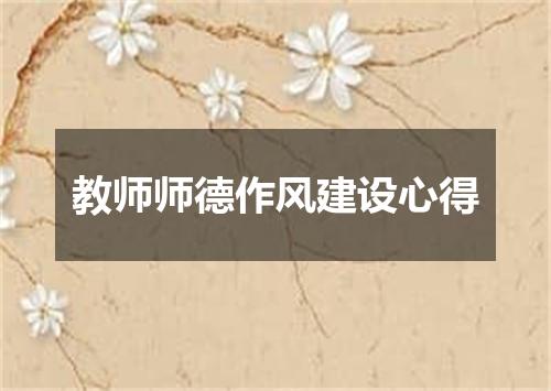 教师师德作风建设心得