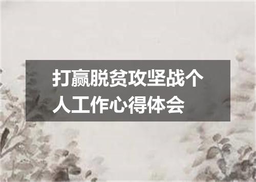 打赢脱贫攻坚战个人工作心得体会