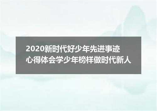 2020新时代好少年先进事迹心得体会学少年榜样做时代新人