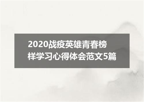 2020战疫英雄青春榜样学习心得体会范文5篇