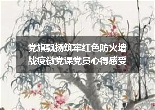 党旗飘扬筑牢红色防火墙战疫微党课党员心得感受