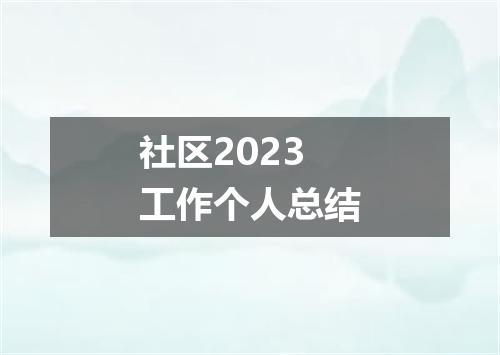 社区2023工作个人总结