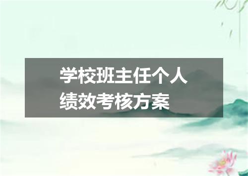 学校班主任个人绩效考核方案