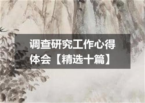 调查研究工作心得体会【精选十篇】