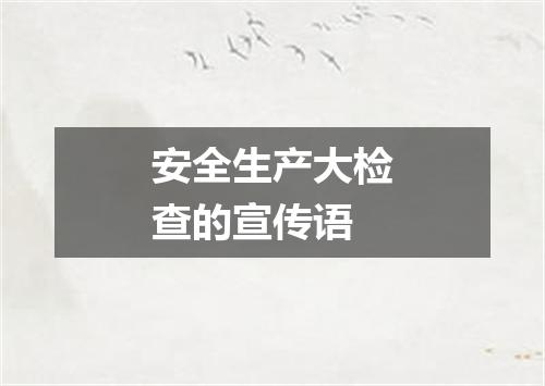 安全生产大检查的宣传语