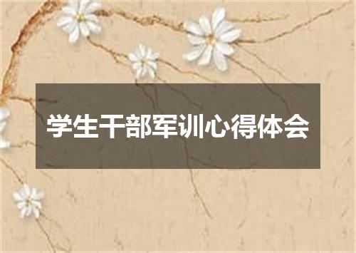 学生干部军训心得体会