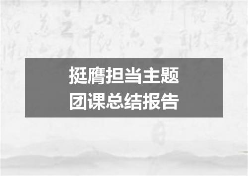 挺膺担当主题团课总结报告