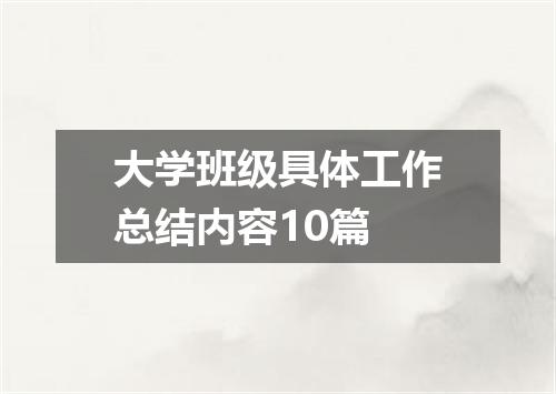 大学班级具体工作总结内容10篇
