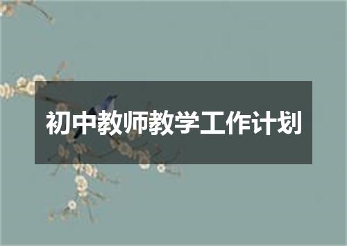 初中教师教学工作计划