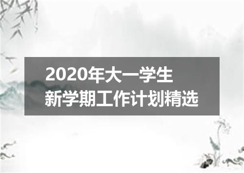 2020年大一学生新学期工作计划精选