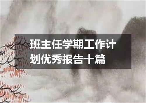 班主任学期工作计划优秀报告十篇