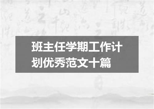 班主任学期工作计划优秀范文十篇