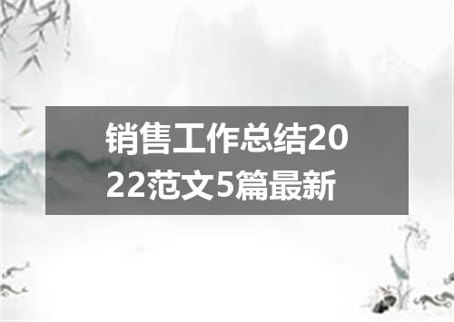 销售工作总结2022范文5篇最新