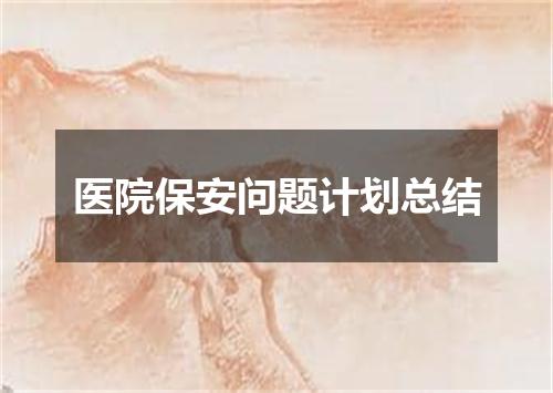 医院保安问题计划总结