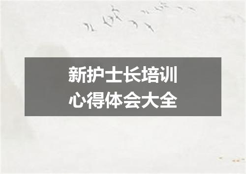 新护士长培训心得体会大全