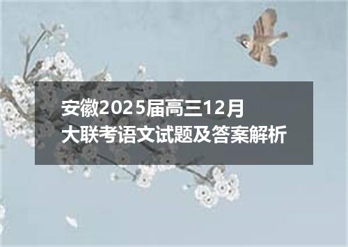 安徽2025届高三12月大联考语文试题及答案解析