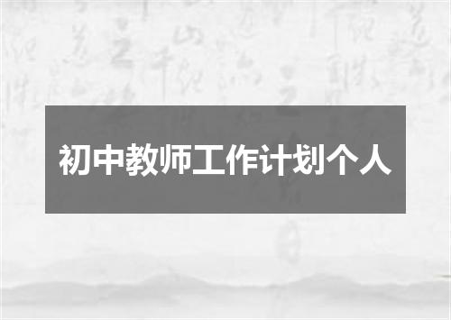 初中教师工作计划个人