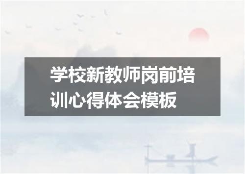 学校新教师岗前培训心得体会模板