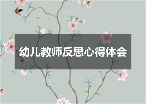 幼儿教师反思心得体会