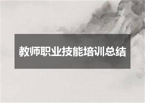 教师职业技能培训总结