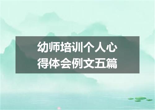 幼师培训个人心得体会例文五篇