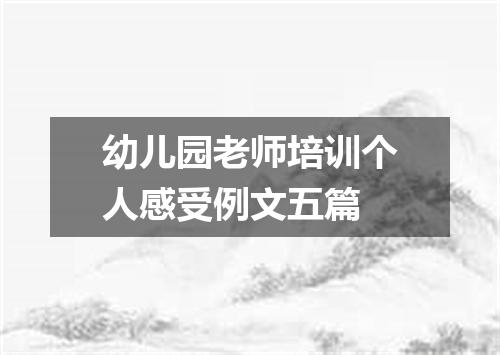 幼儿园老师培训个人感受例文五篇