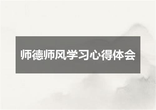 师德师风学习心得体会