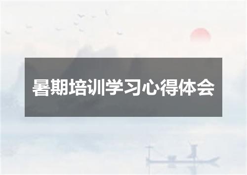 暑期培训学习心得体会