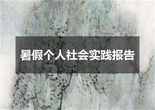 暑假个人社会实践报告