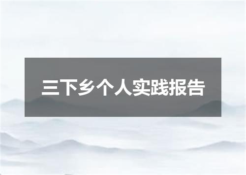 三下乡个人实践报告