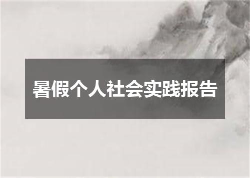 暑假个人社会实践报告