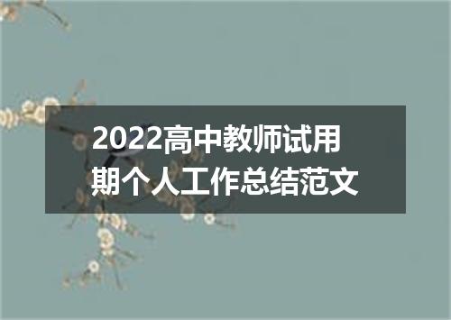 2022高中教师试用期个人工作总结范文
