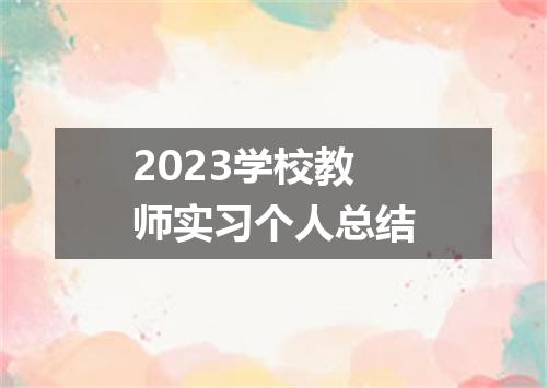 2023学校教师实习个人总结