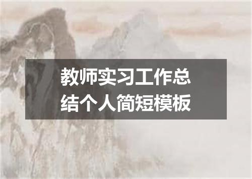 教师实习工作总结个人简短模板