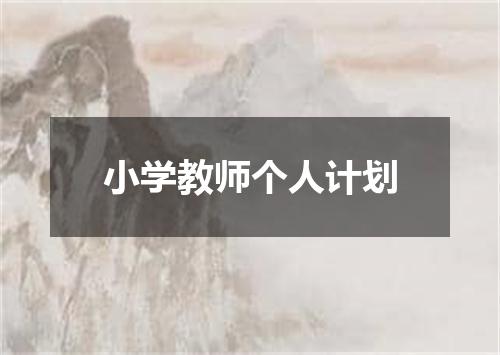 小学教师个人计划