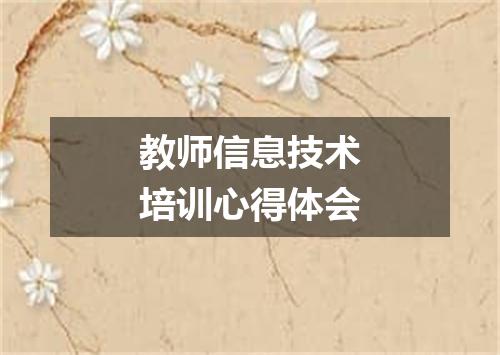 教师信息技术培训心得体会