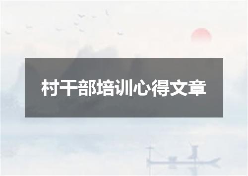 村干部培训心得文章